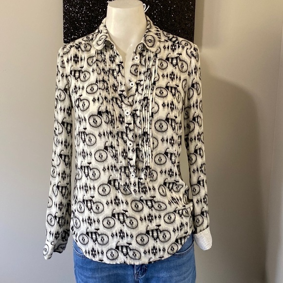 Anthropologie Maeve Anni Popover Bicycle Blouse Sz 2 - Picture 2 of 13